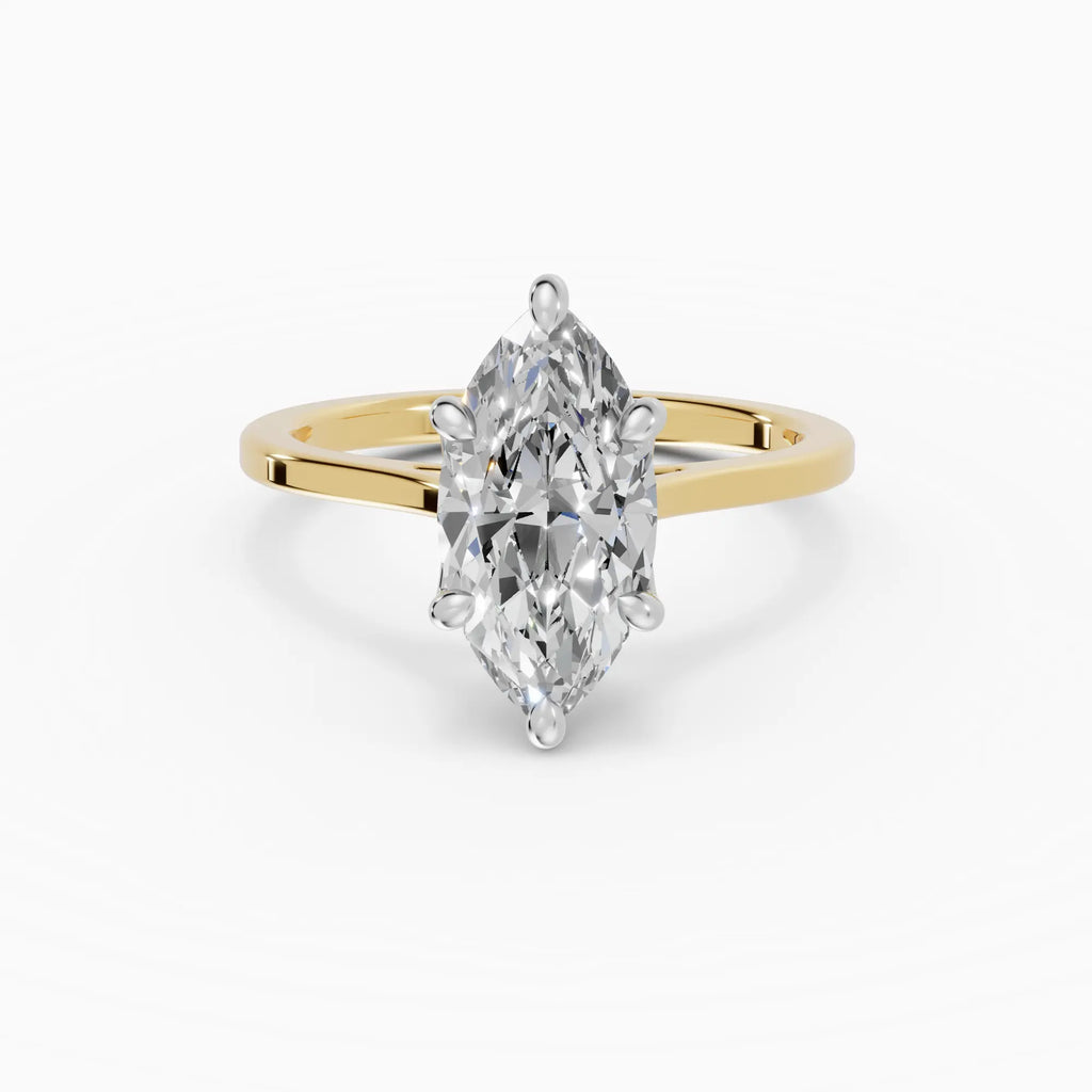 Anillo de compromiso MAGNOLIA marquesa solitario engaste floral - galería