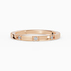 Petra engagement ring in rose gold with round brilliant diamond, band detail