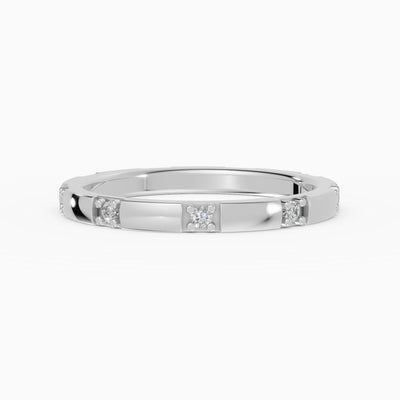 Anillo de compromiso Petra en oro blanco con diamante corte brillante detalle del aro