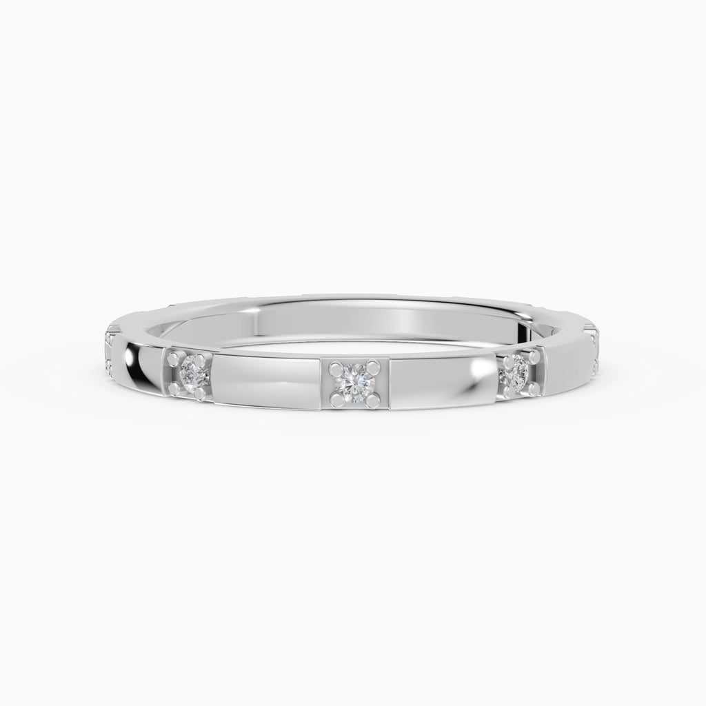 Anillo de compromiso Petra en oro blanco con diamante corte brillante detalle del aro