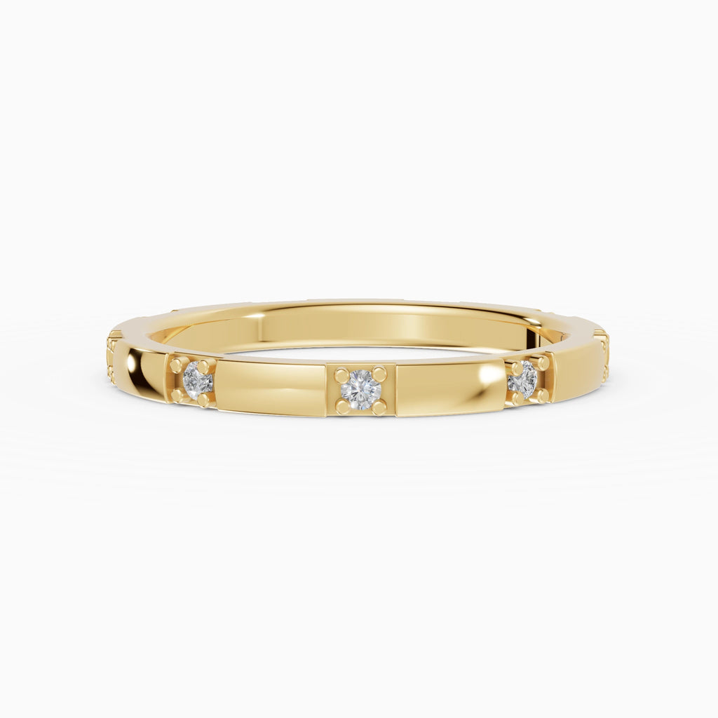 Anillo de compromiso Petra en oro amarillo con diamante corte brillante detalle del aro