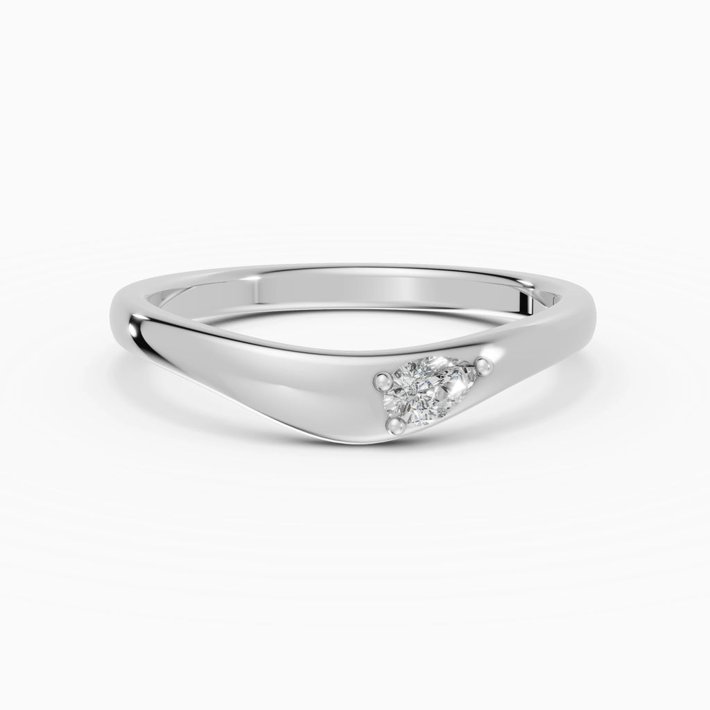 Anillo de compromiso Selene en oro blanco con diamantes corte pera de 2,5 x 4 mm