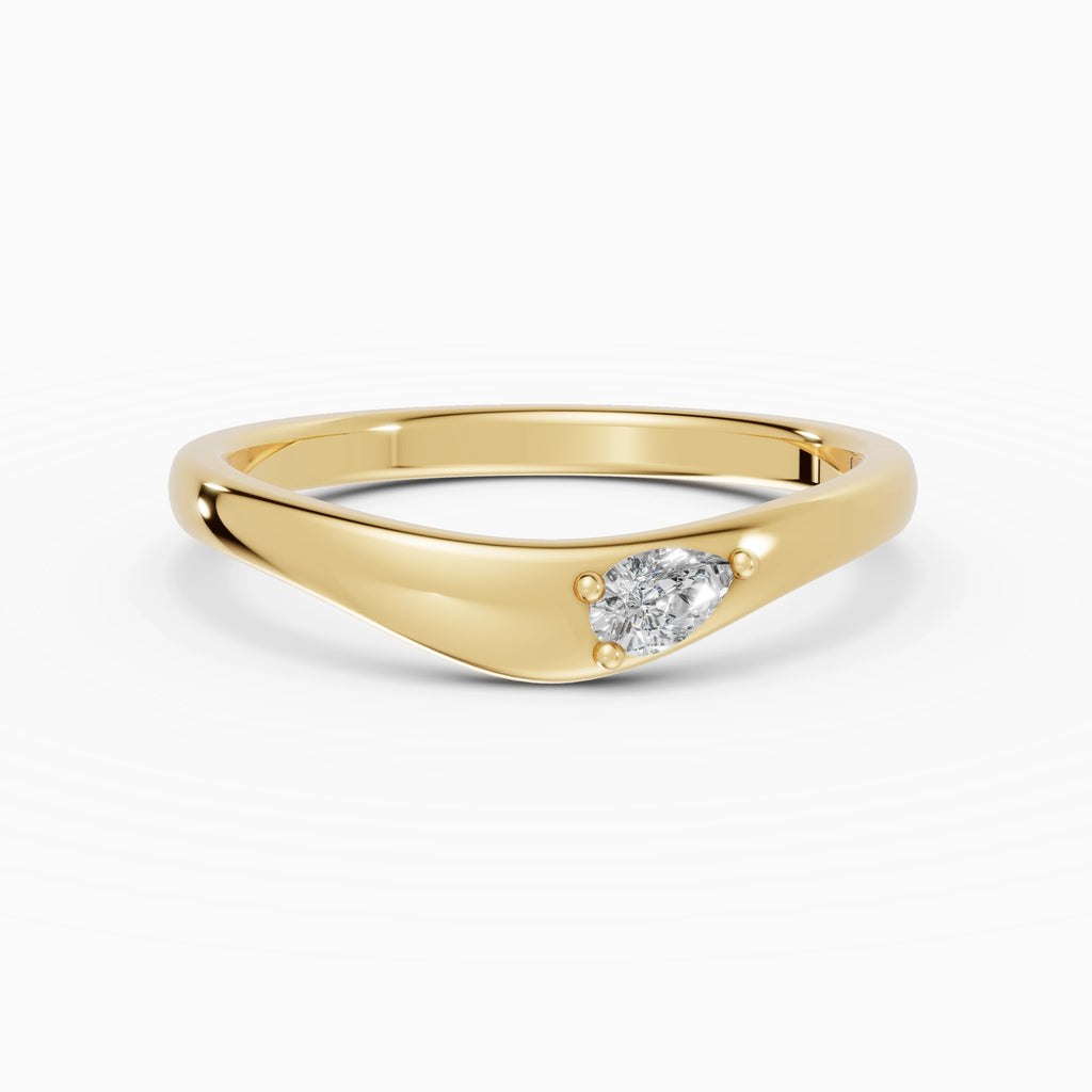 Anillo de compromiso Selene en oro amarillo con diamantes corte pera de 2,5 x 4 mm