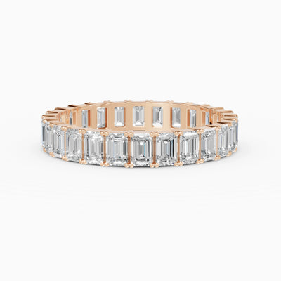 Anillo de compromiso Strata en oro rosa con diamantes corte esmeralda de 0,1 ct total
