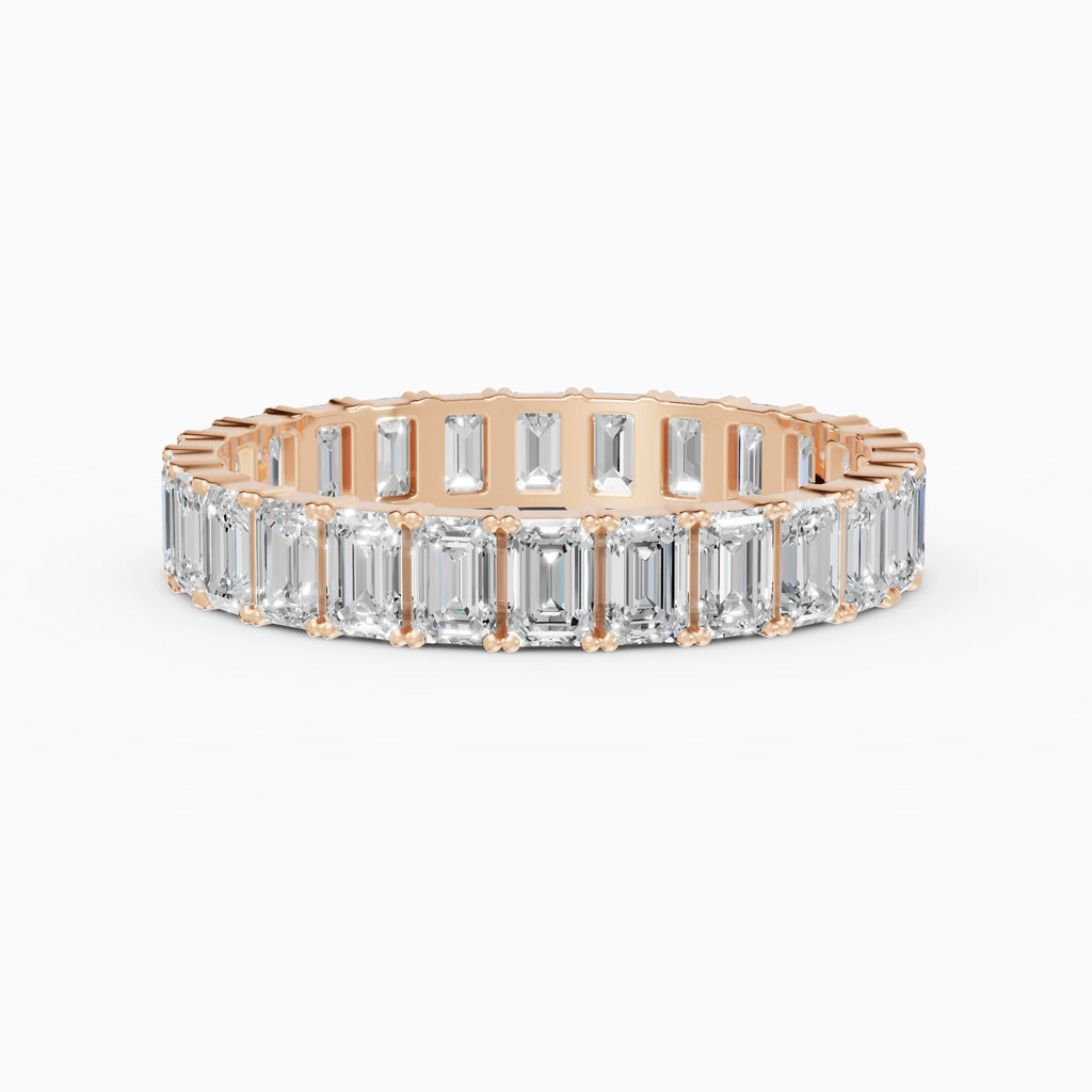 Anillo de compromiso Strata en oro rosa con diamantes corte esmeralda de 0,1 ct total