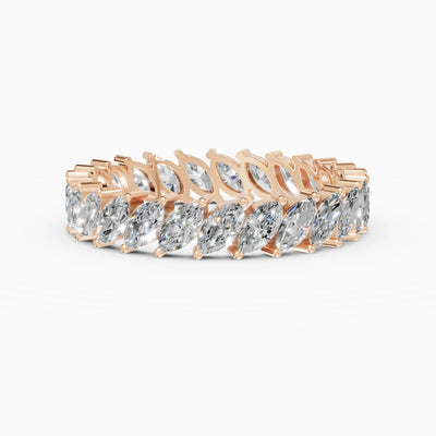 Anillo de compromiso Strata en oro rosa con diamantes corte marquesa de 0,1 ct total