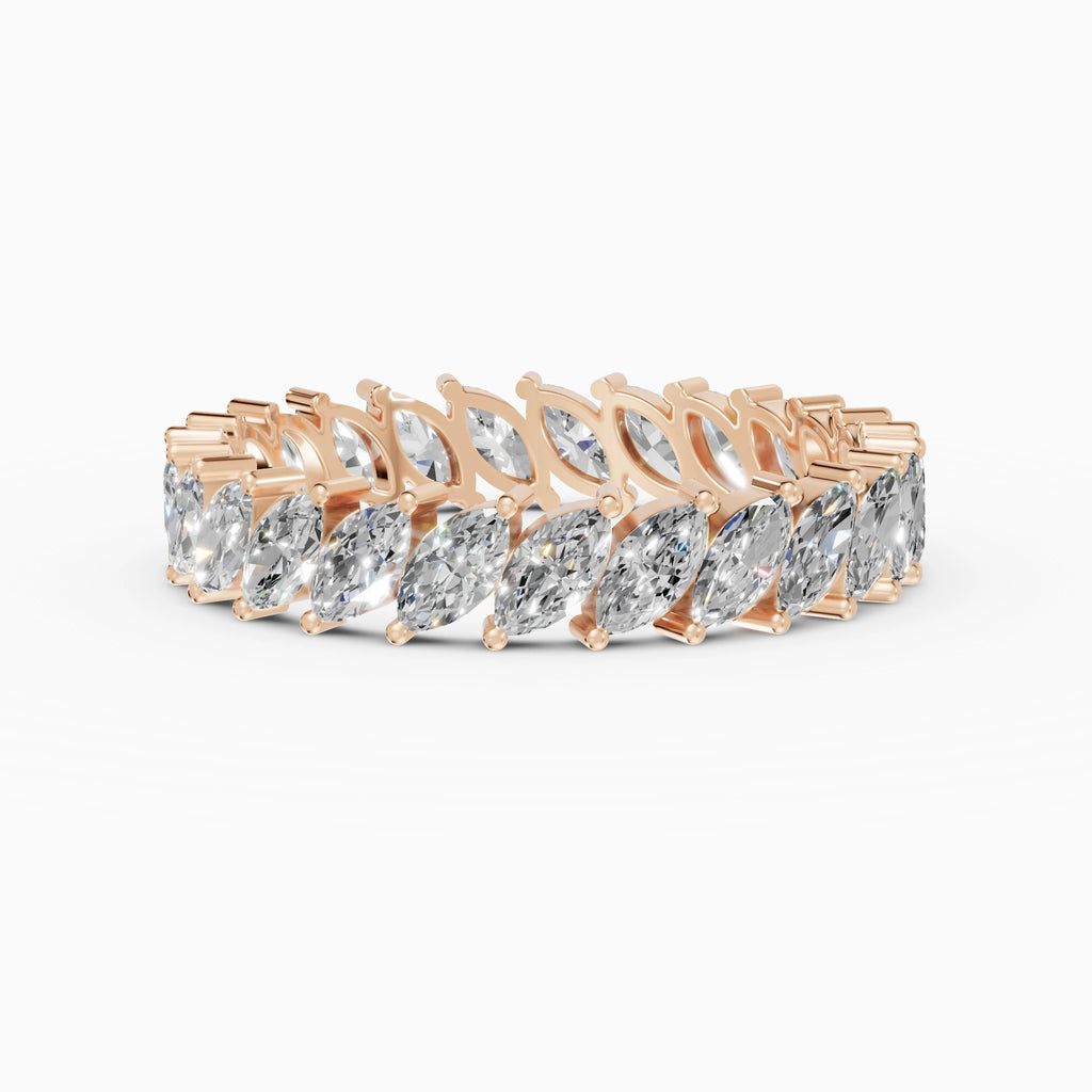 Anillo de compromiso Strata en oro rosa con diamantes corte marquesa de 0,1 ct total