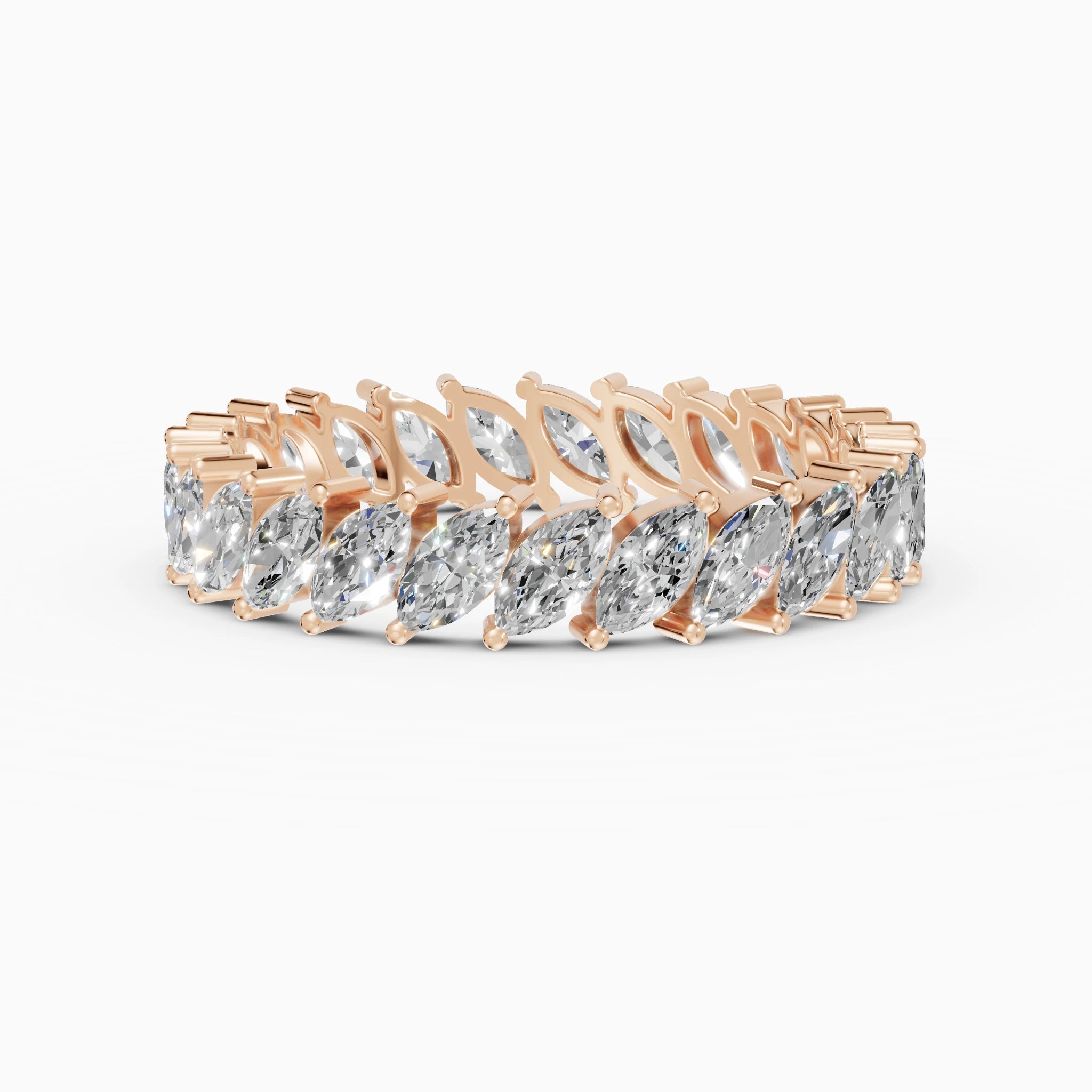Anillo de compromiso Strata en oro rosa con diamantes corte marquesa de 0,1 ct total
