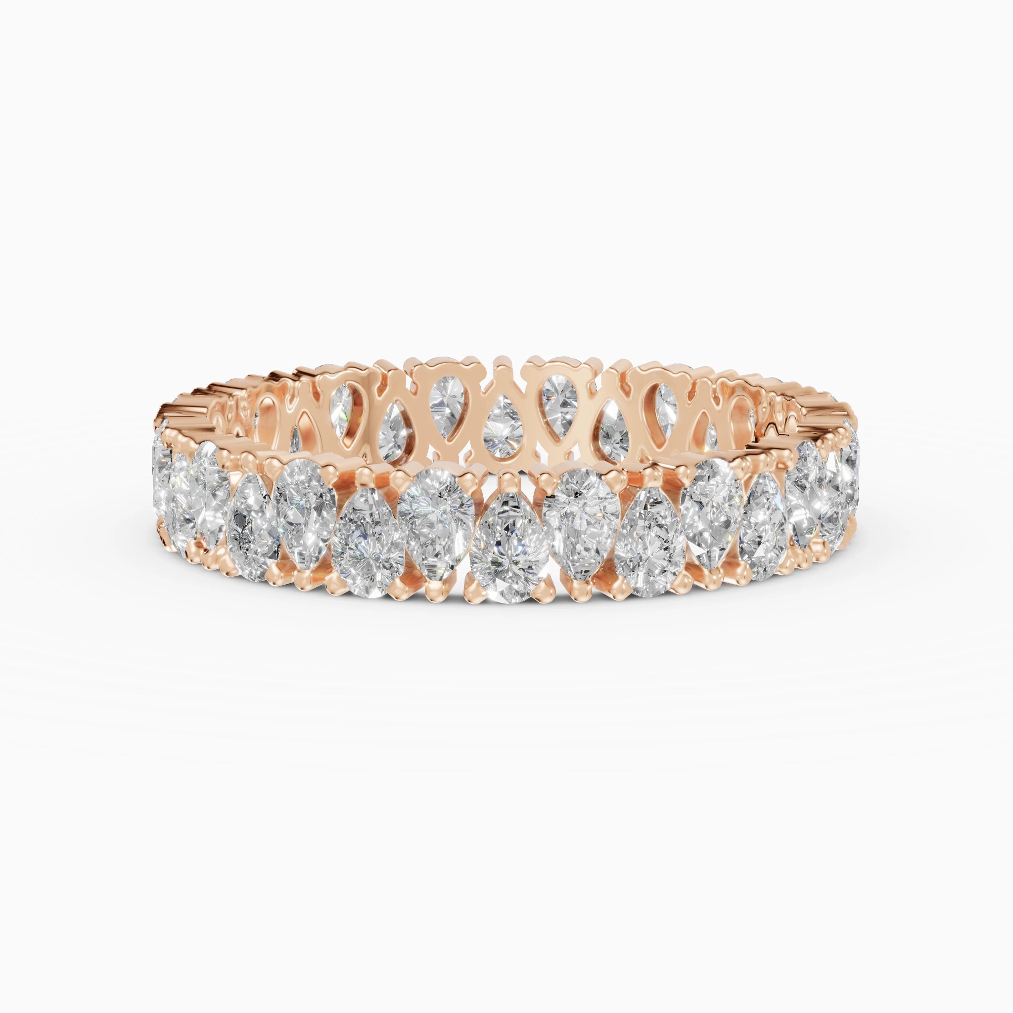 Anillo de compromiso Strata en oro rosa con diamantes corte pera de 0,13 ct total