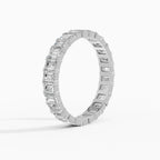 STRATA engagement ring in white gold with emerald cut diamonds 0.1 ct total, side view