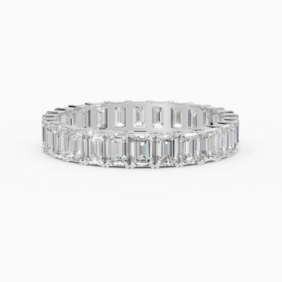 Anillo de compromiso Strata en oro blanco con diamantes corte esmeralda de 0,1 ct total