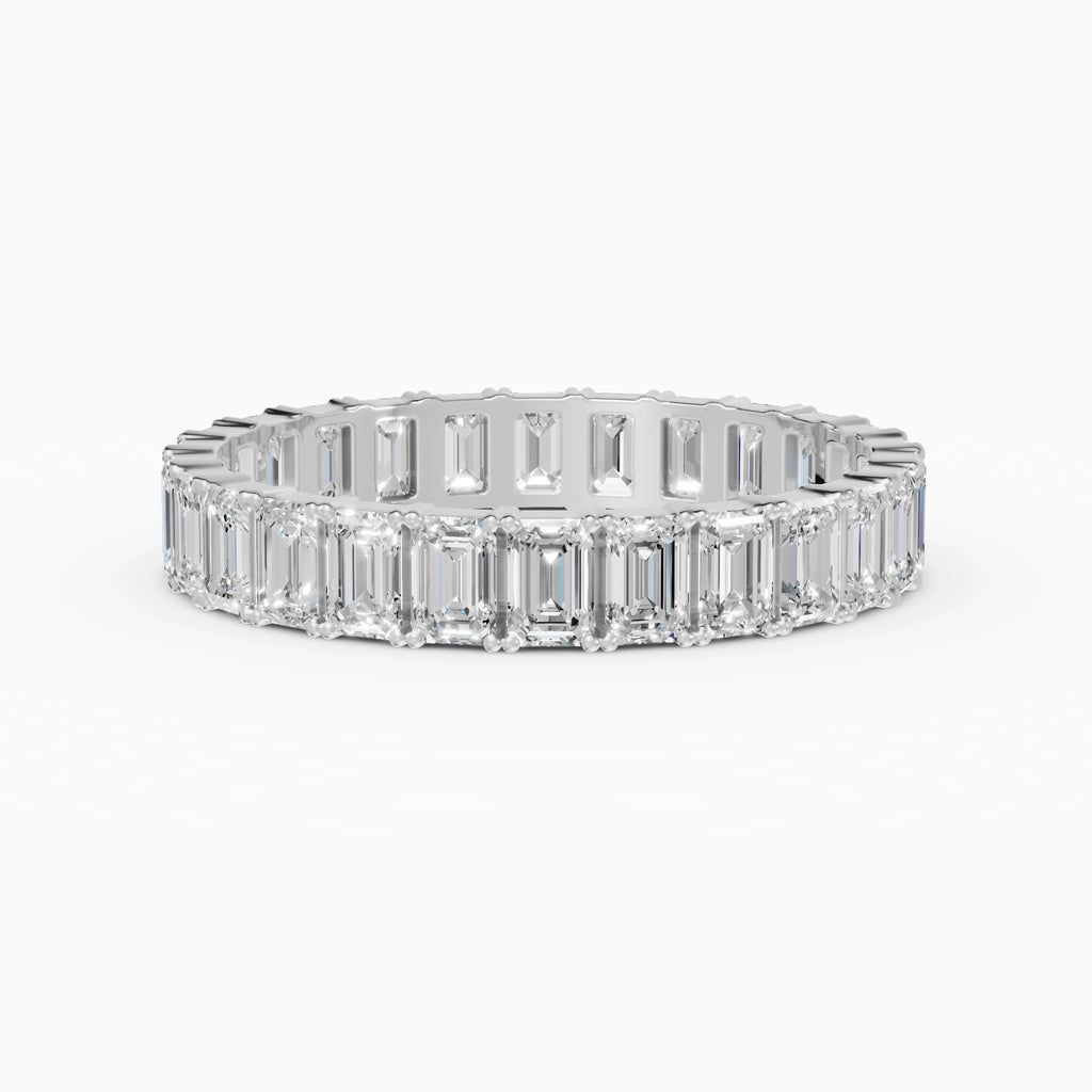 Anillo de compromiso Strata en oro blanco con diamantes corte esmeralda de 0,1 ct total