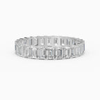 STRATA engagement ring in white gold with emerald cut diamonds 0.1 ct total