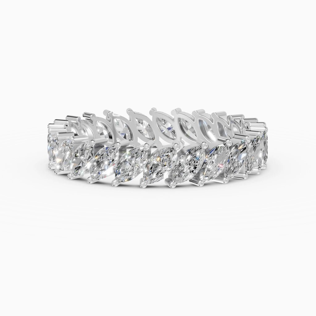 Anillo de compromiso Strata en oro blanco con diamantes corte marquesa de 0,1 ct total