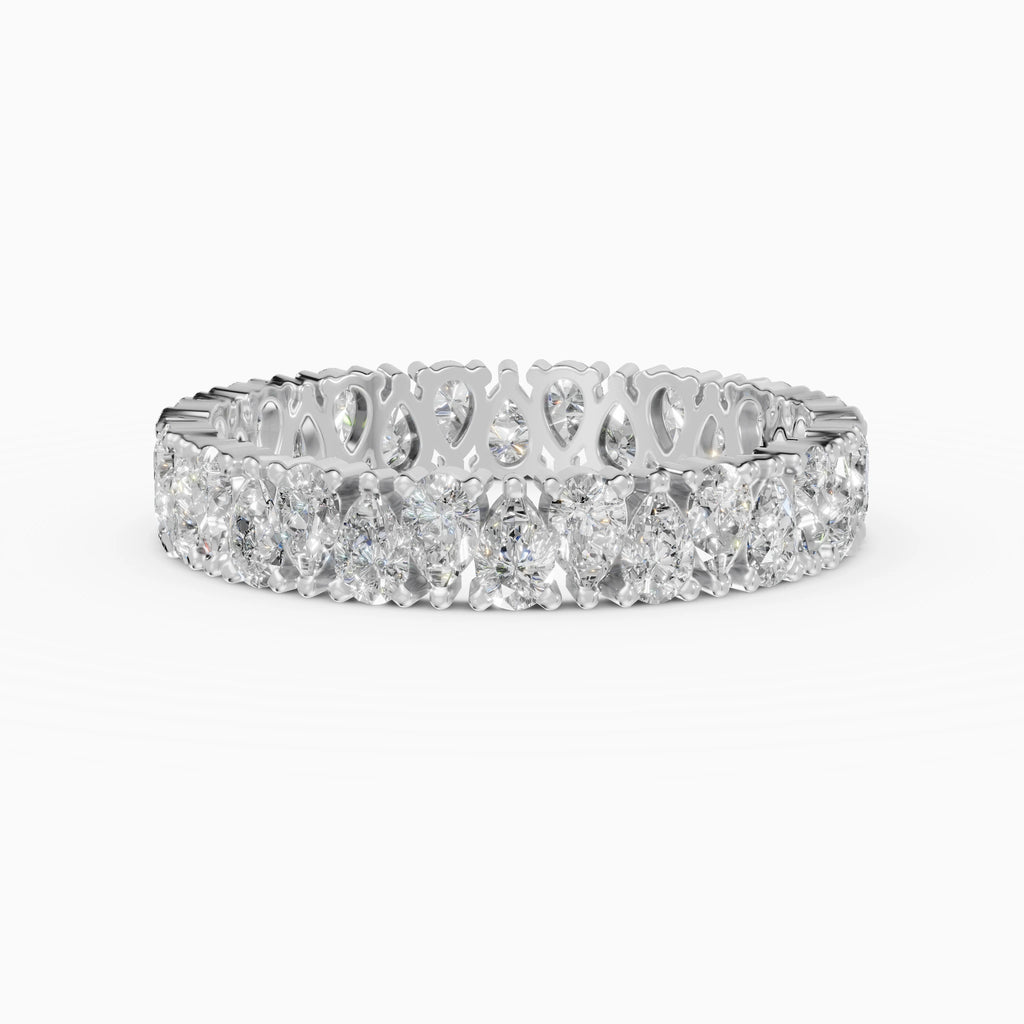 Anillo de compromiso Strata en oro blanco con diamantes corte pera de 0,13 ct total