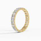 STRATA engagement ring in yellow gold with emerald cut diamonds 0.1 ct total, side view