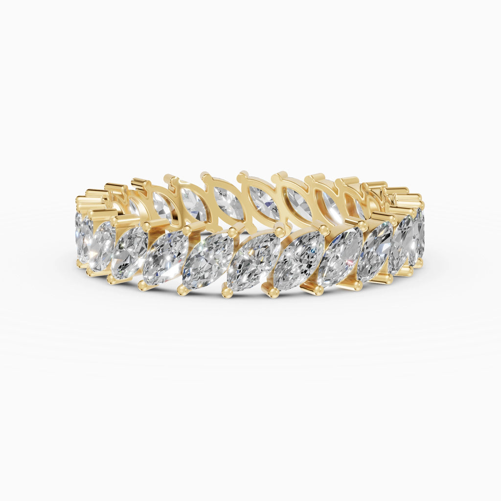 Anillo de compromiso Strata en oro amarillo con diamantes corte marquesa de 0,1 ct total