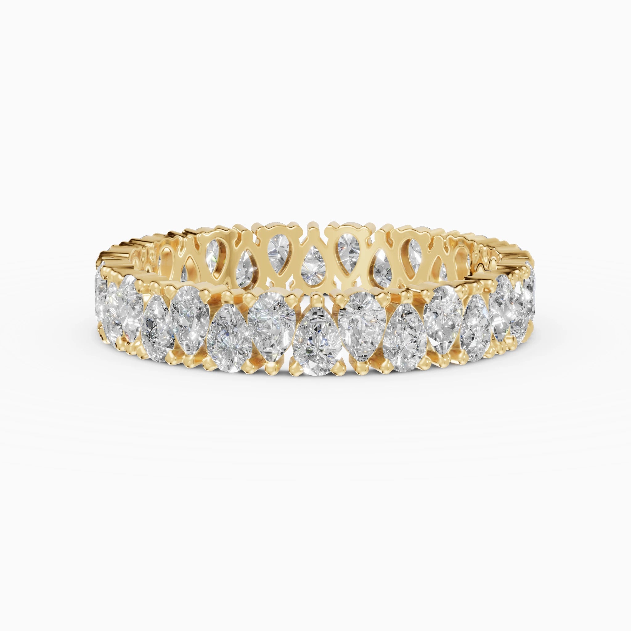 Anillo de compromiso Strata en oro amarillo con diamantes corte pera de 0,13 ct total