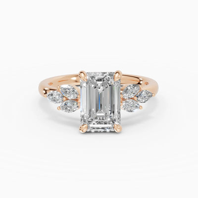 Anillo de compromiso VESTA esmeralda clúster - con caja