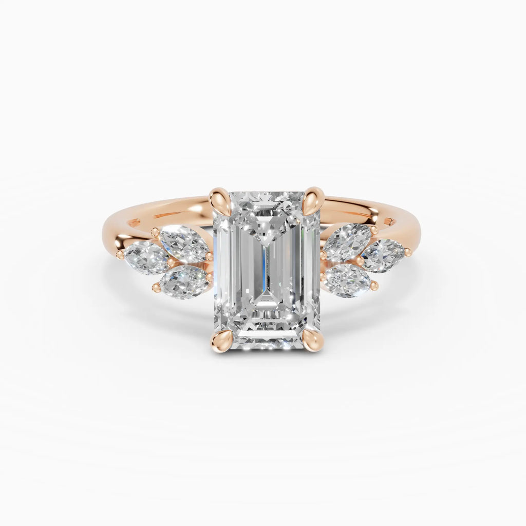 Anillo de compromiso VESTA esmeralda clúster - con caja
