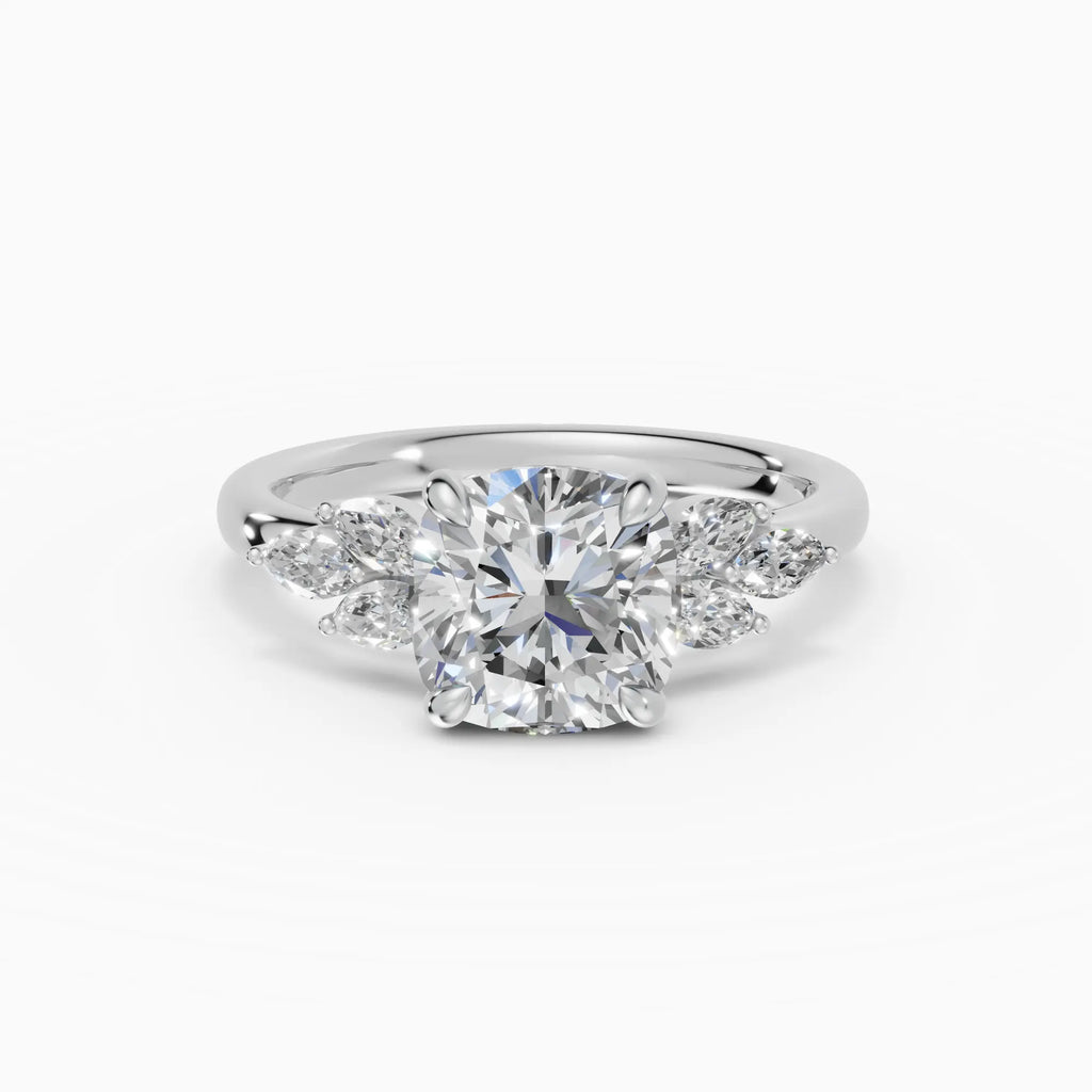 Anillo de compromiso VESTA cojín clúster - detalle banda