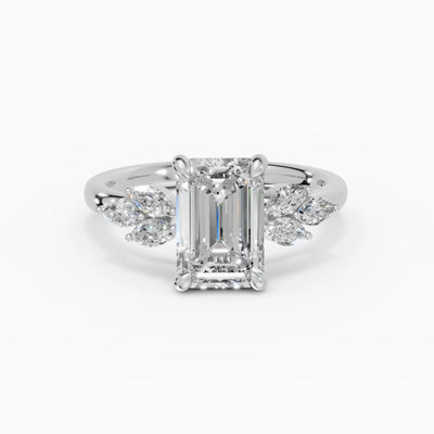 Anillo de compromiso VESTA esmeralda clúster - detalle banda