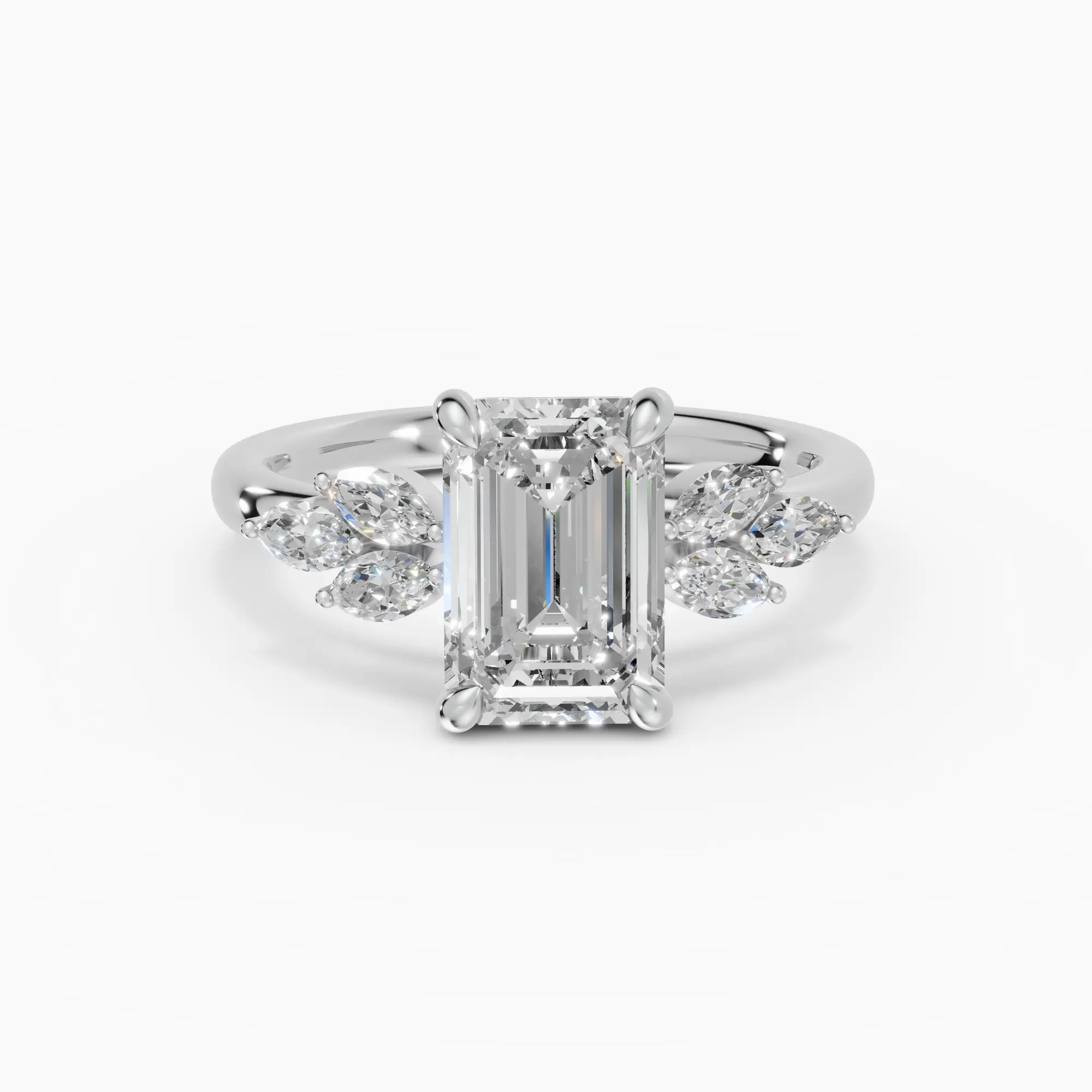 Anillo de compromiso VESTA esmeralda clúster - detalle banda