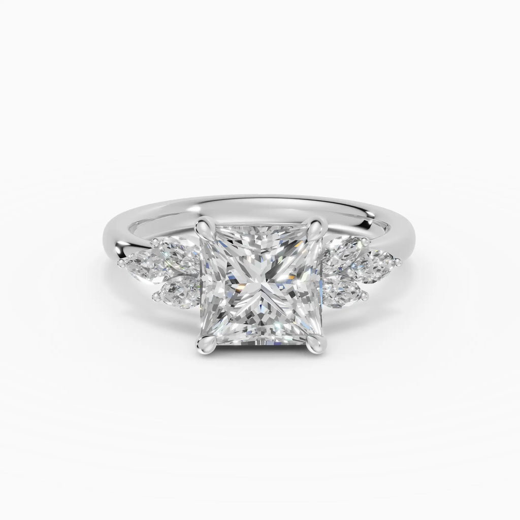 Anillo de compromiso VESTA princesa clúster - detalle banda