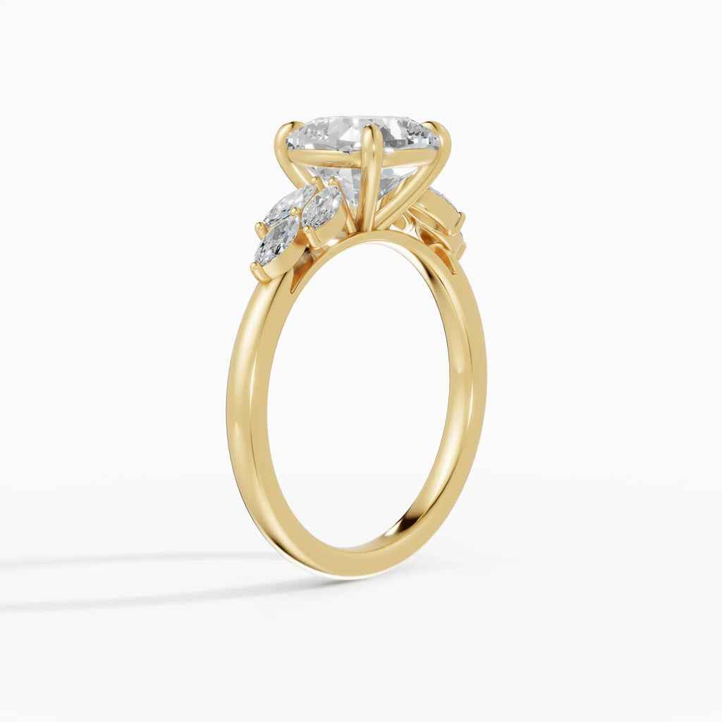 Anillo de compromiso VESTA cojín clúster en oro blanco - vista lateral