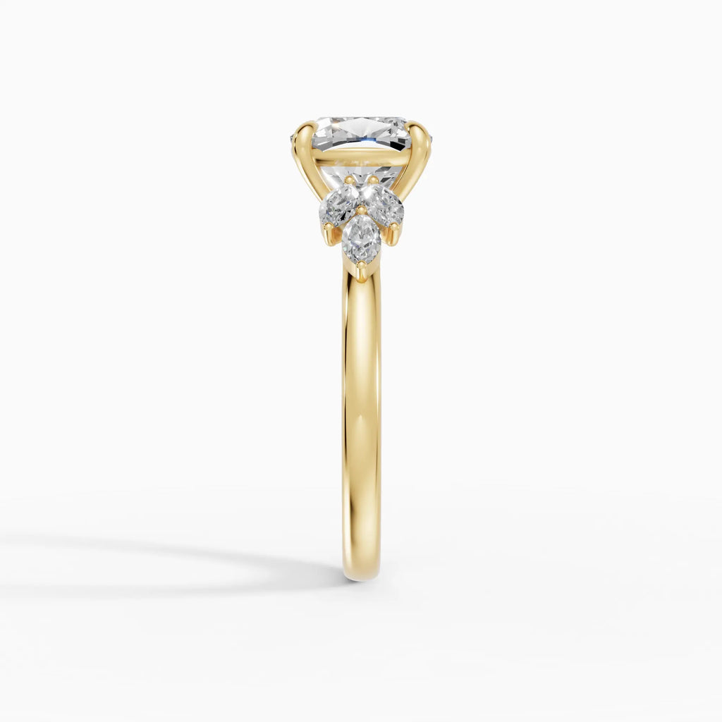 Anillo de compromiso VESTA cojín clúster en oro rosa 18k - vista superior