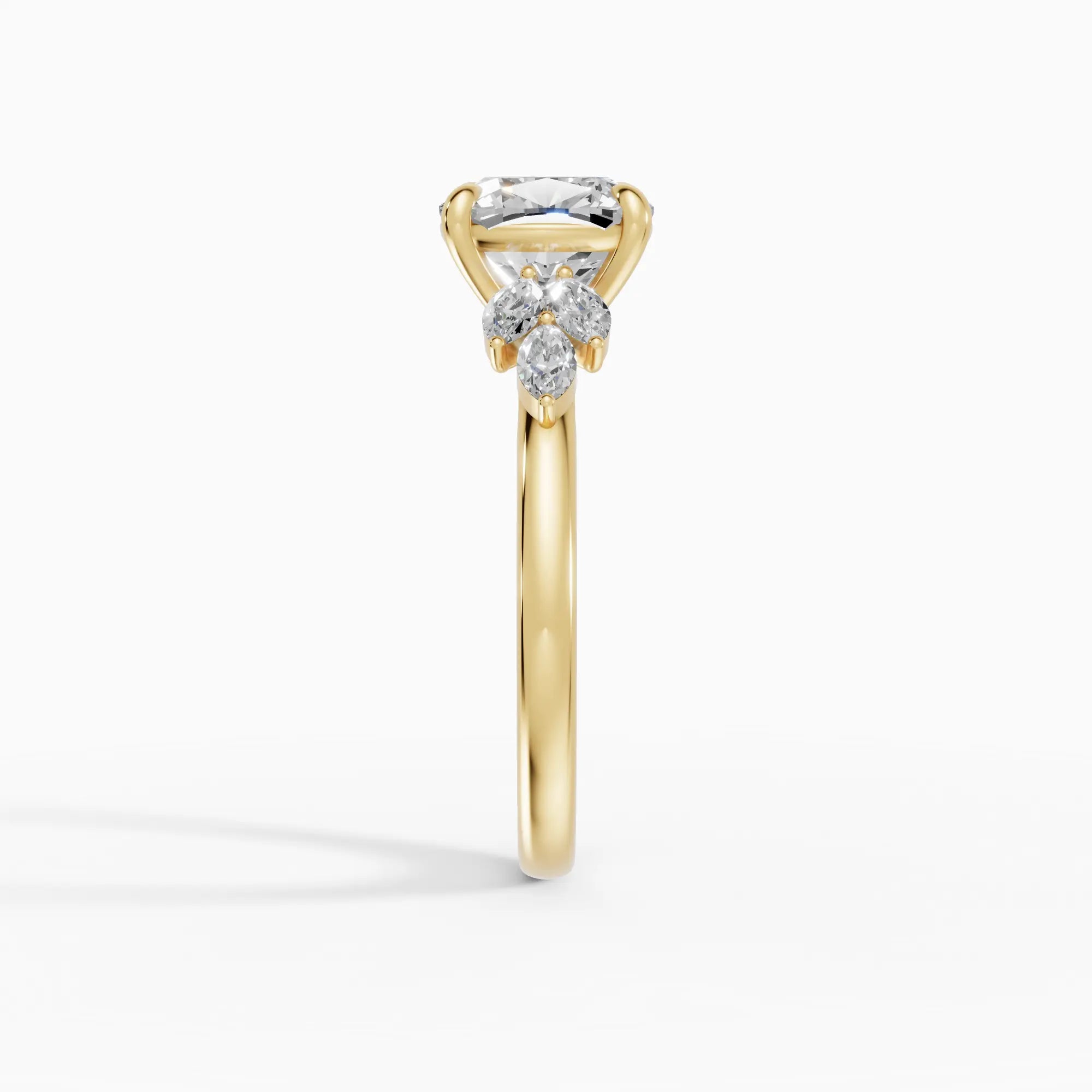 Anillo de compromiso VESTA cojín clúster en oro rosa 18k - vista superior