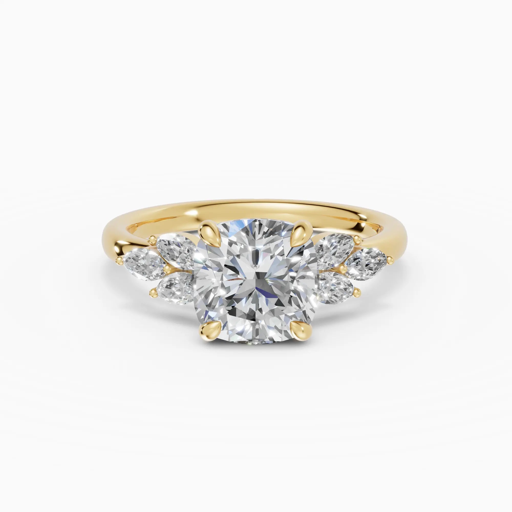 Anillo de compromiso VESTA cojín clúster en oro amarillo 18k