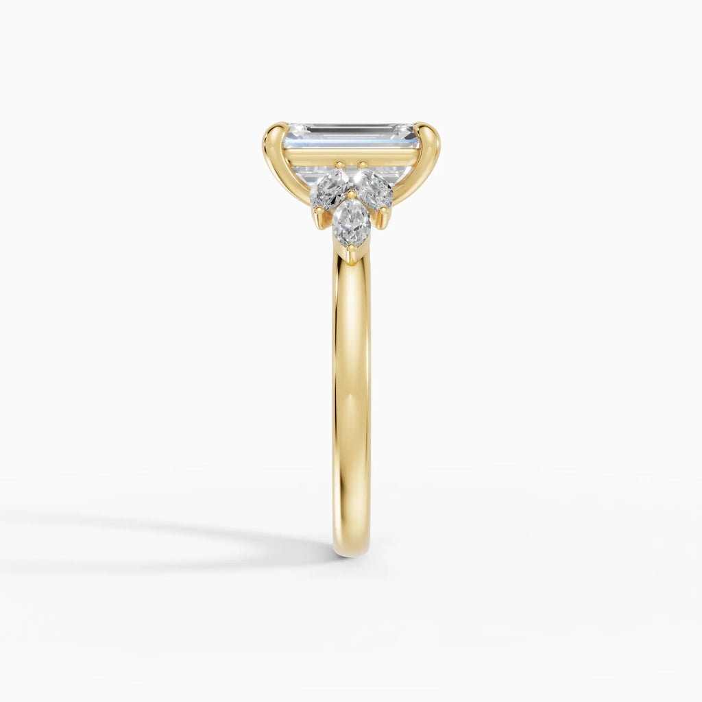 Anillo de compromiso VESTA esmeralda clúster en oro rosa 18k - vista superior