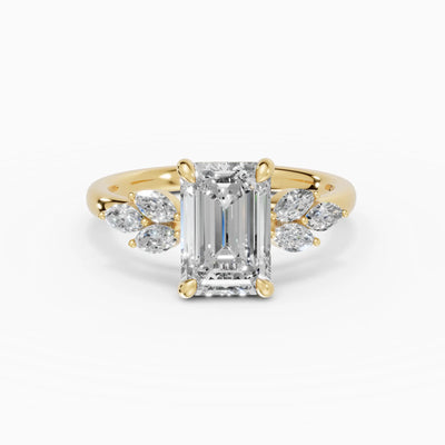 Anillo de compromiso VESTA esmeralda clúster en oro amarillo 18k