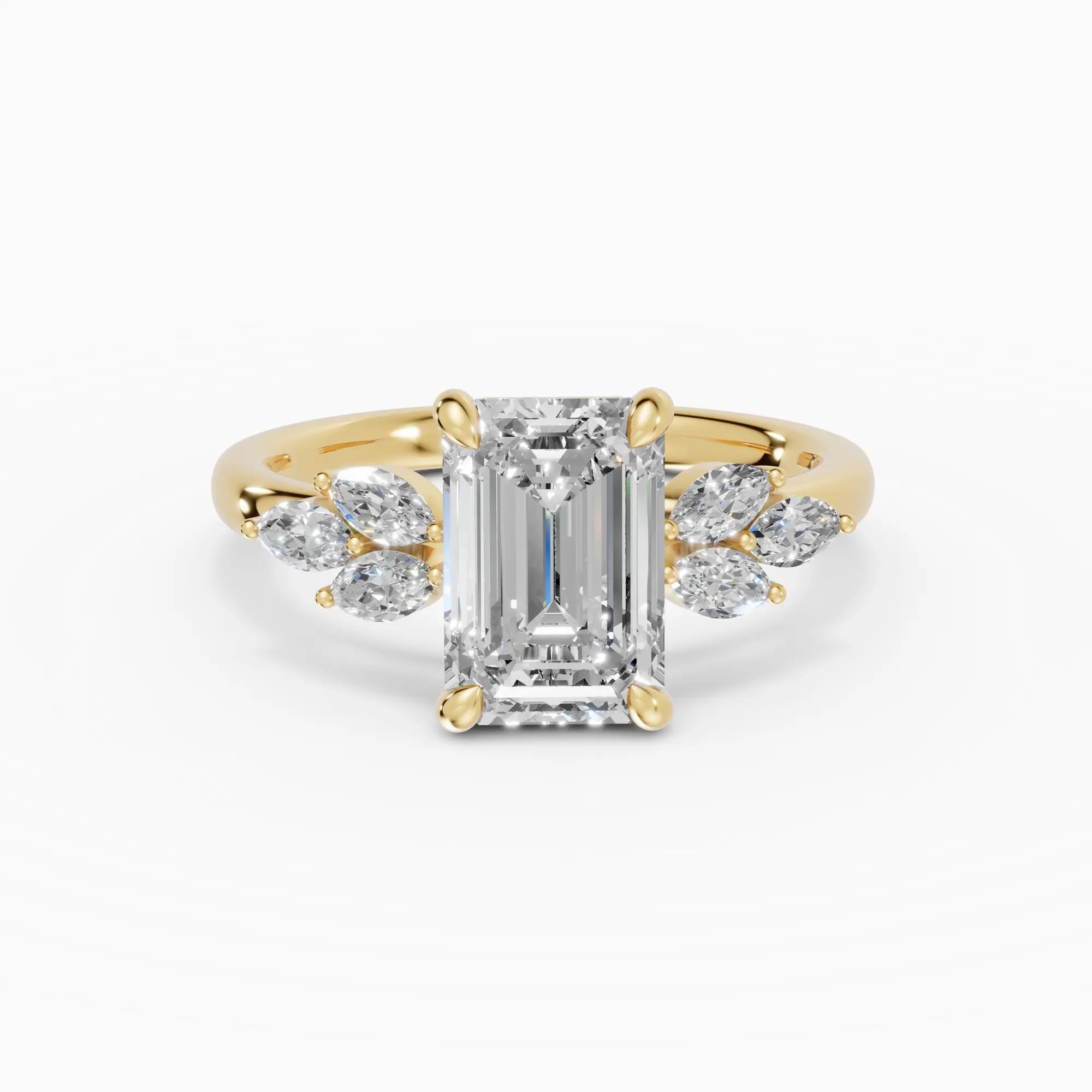 Anillo de compromiso VESTA esmeralda clúster en oro amarillo 18k