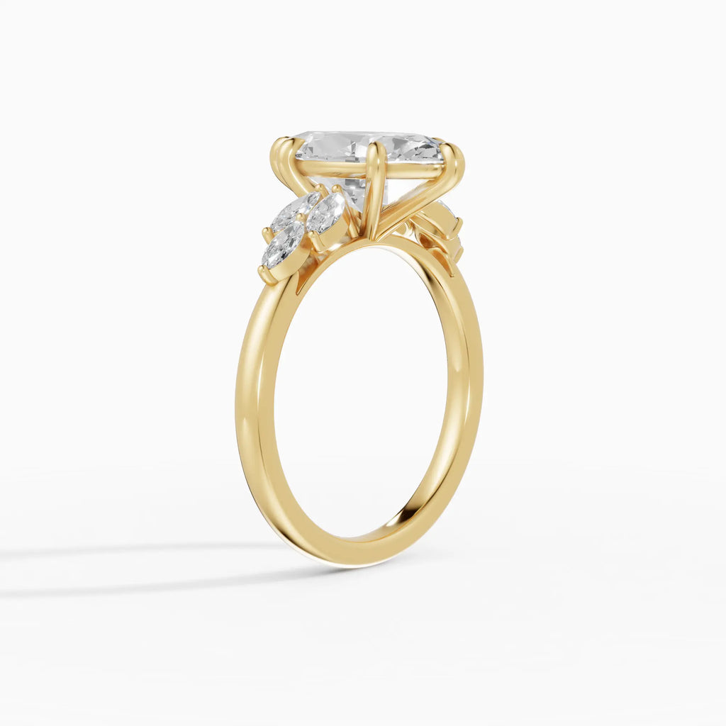 Anillo de compromiso VESTA marquesa clúster en oro blanco - vista lateral
