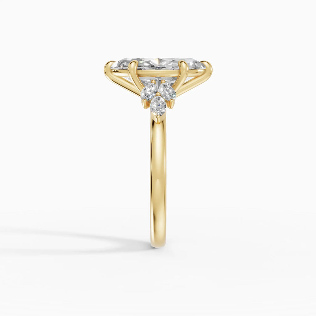 Anillo de compromiso VESTA marquesa clúster en oro rosa 18k - vista superior