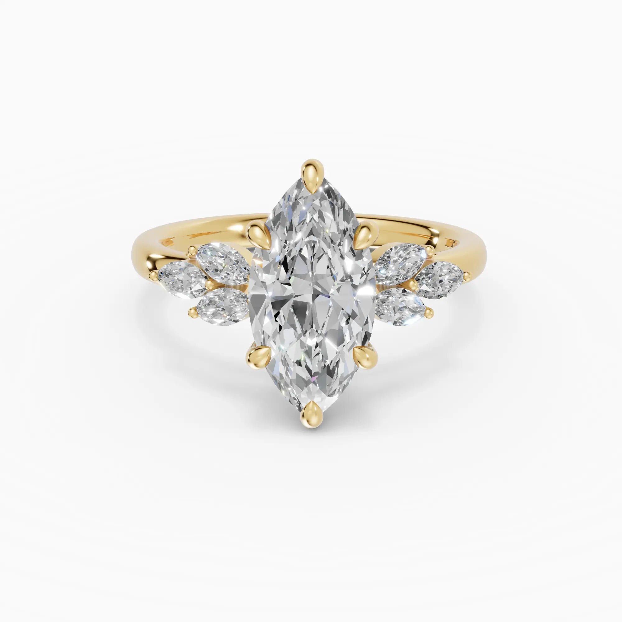Anillo de compromiso VESTA marquesa clúster en oro amarillo 18k