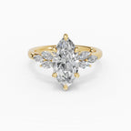 Anillo de compromiso VESTA marquesa clúster en oro amarillo 18k