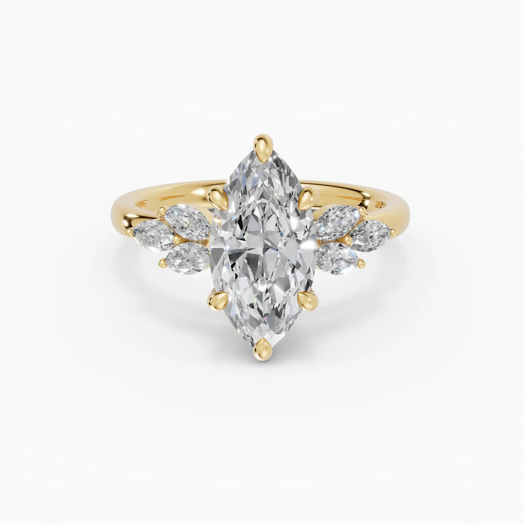 Anillo de compromiso VESTA marquesa clúster en oro amarillo 18k
