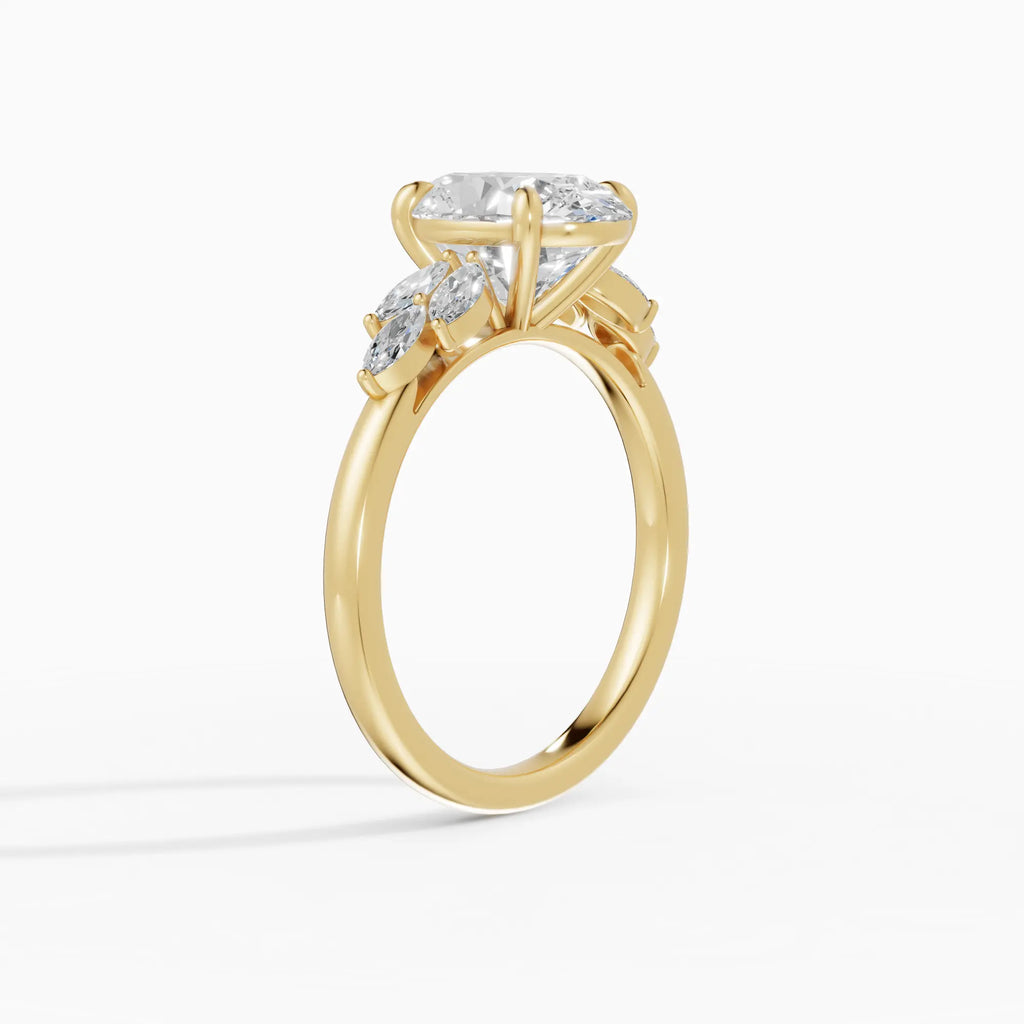 Anillo de compromiso VESTA oval clúster en oro blanco - vista lateral