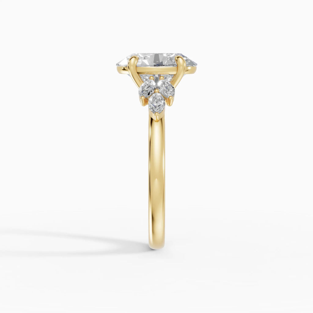 Anillo de compromiso VESTA oval clúster en oro rosa 18k - vista superior