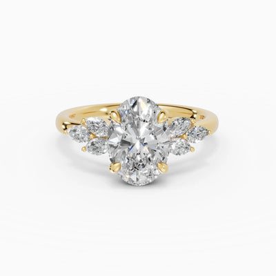 Anillo de compromiso VESTA oval clúster en oro amarillo 18k
