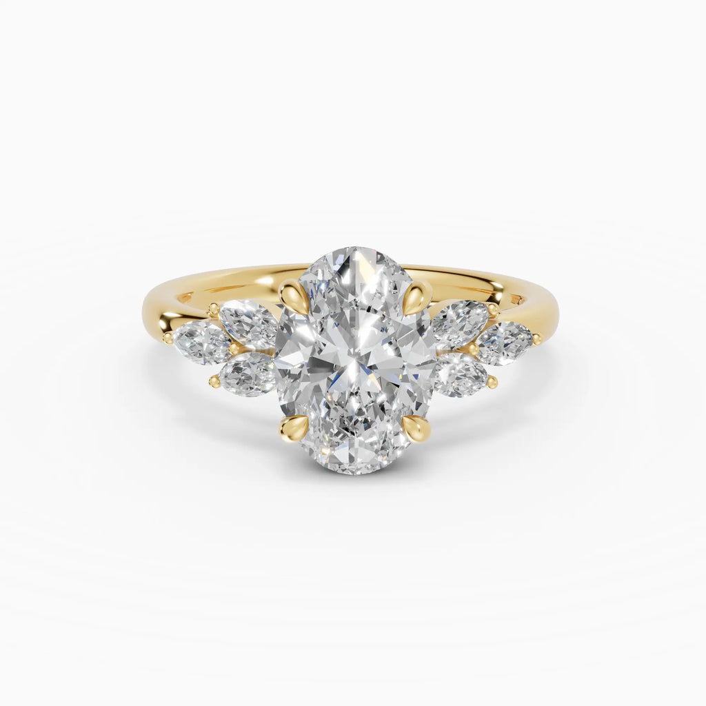 Anillo de compromiso VESTA oval clúster en oro amarillo 18k