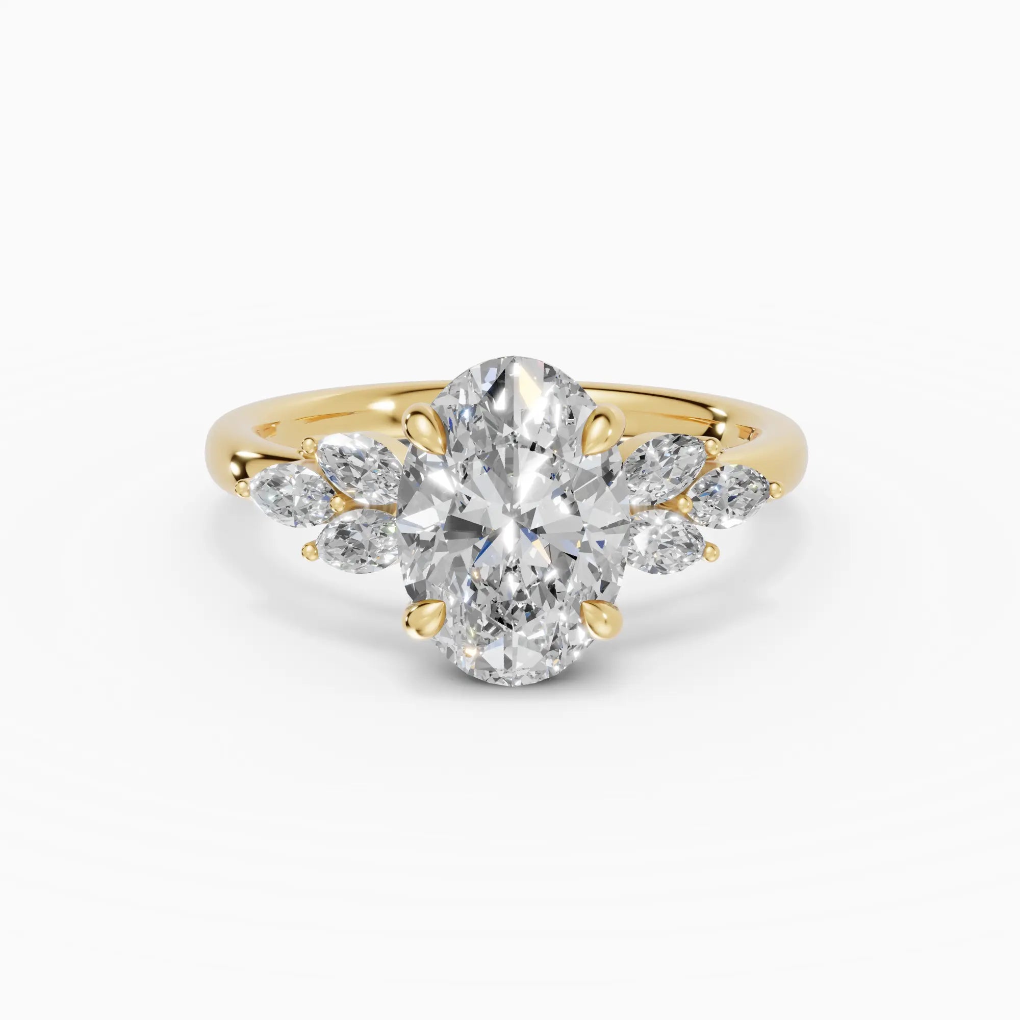 Anillo de compromiso VESTA oval clúster en oro amarillo 18k