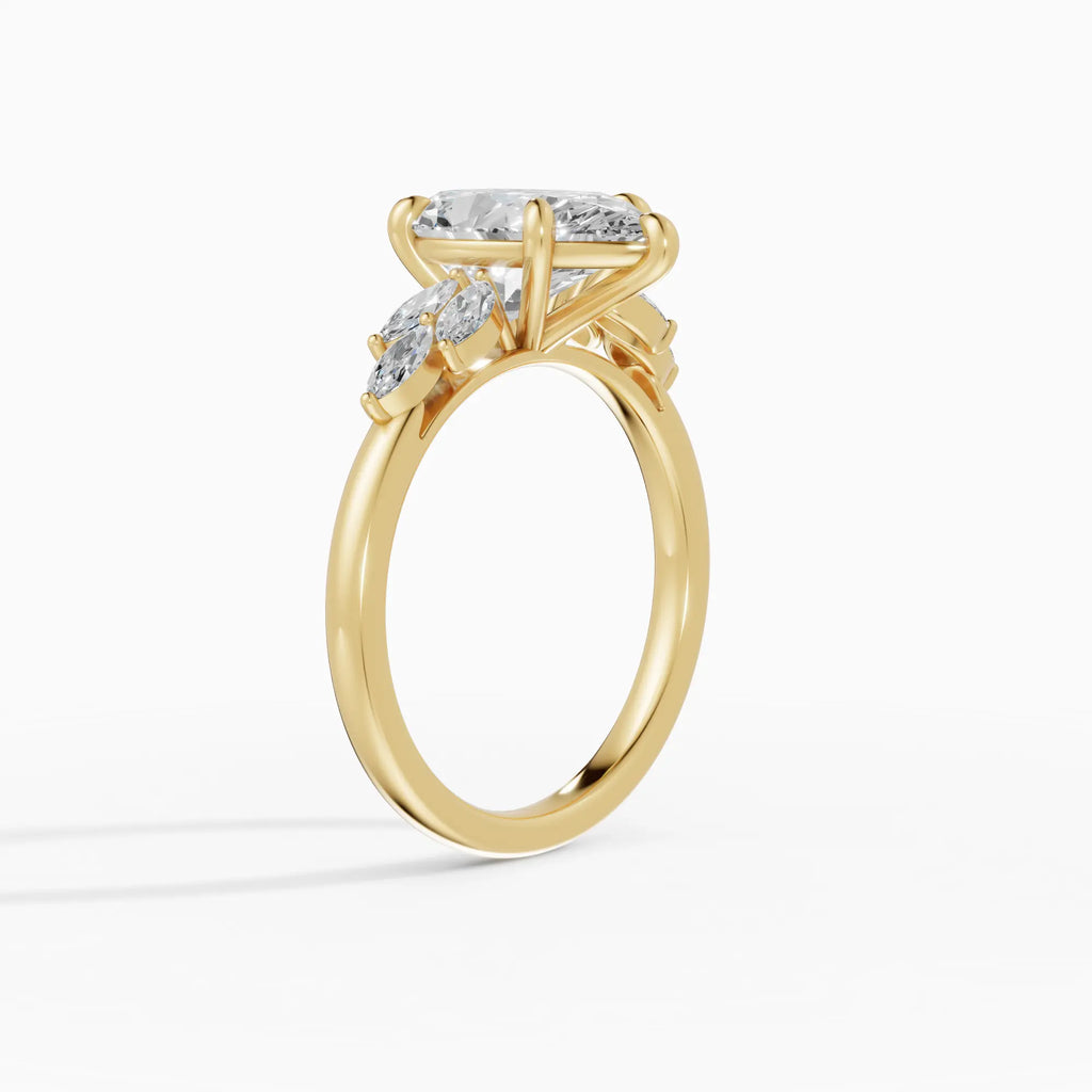 Anillo de compromiso VESTA pera clúster en oro blanco - vista lateral