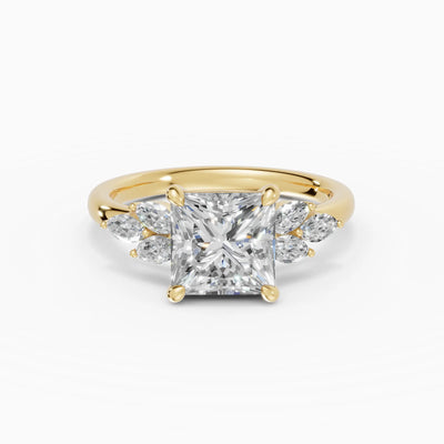 Anillo de compromiso VESTA princesa clúster en oro amarillo 18k
