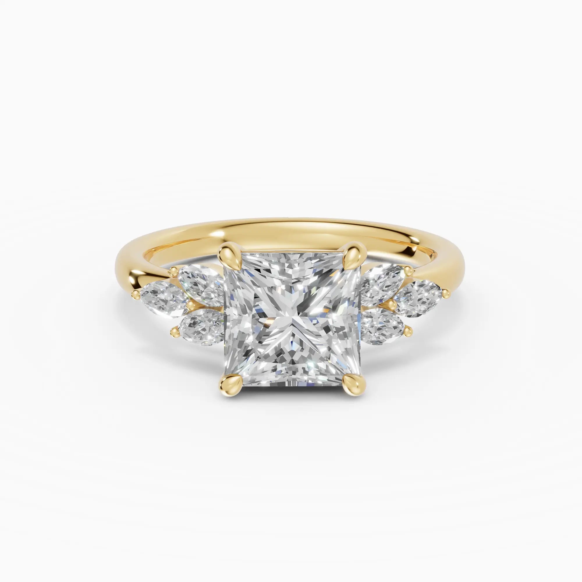 Anillo de compromiso VESTA princesa clúster en oro amarillo 18k