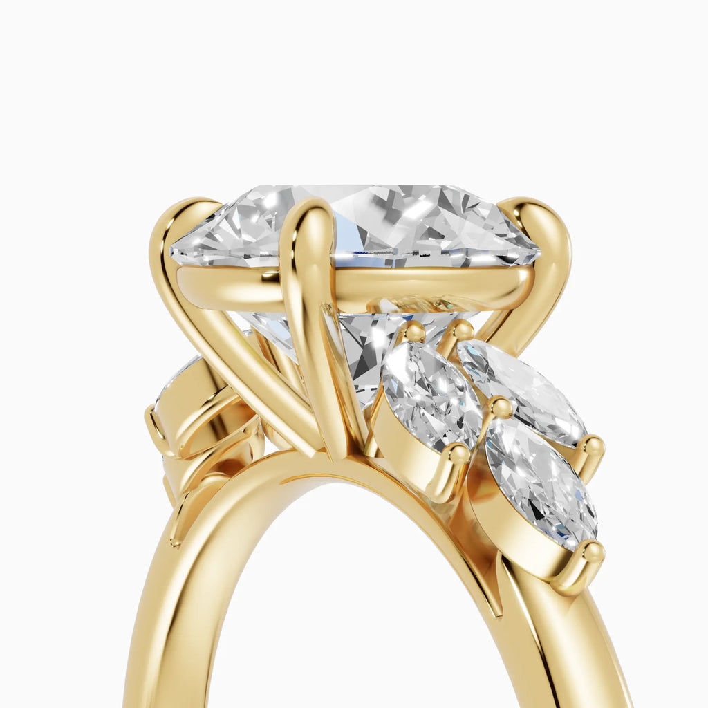 Anillo de compromiso VESTA brillante clúster en platino - detalle engaste