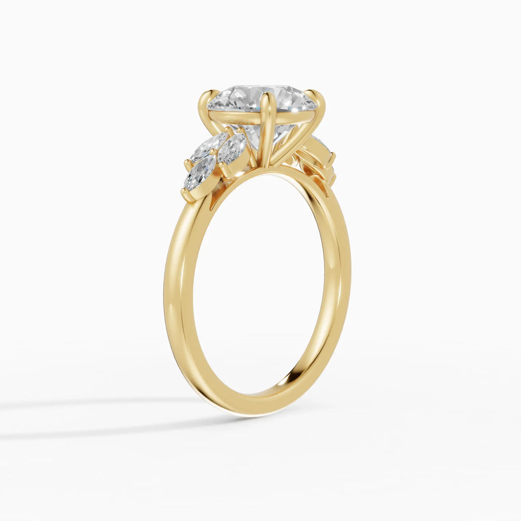 Anillo de compromiso VESTA brillante clúster en oro blanco - vista lateral